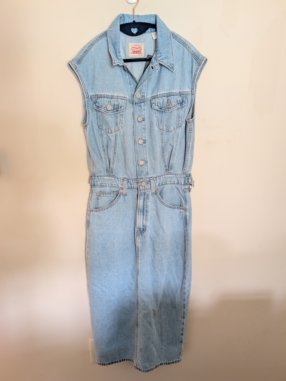 NWT Levi's Light Wash Sleeveless Denim Vest Midi Dress Size XS